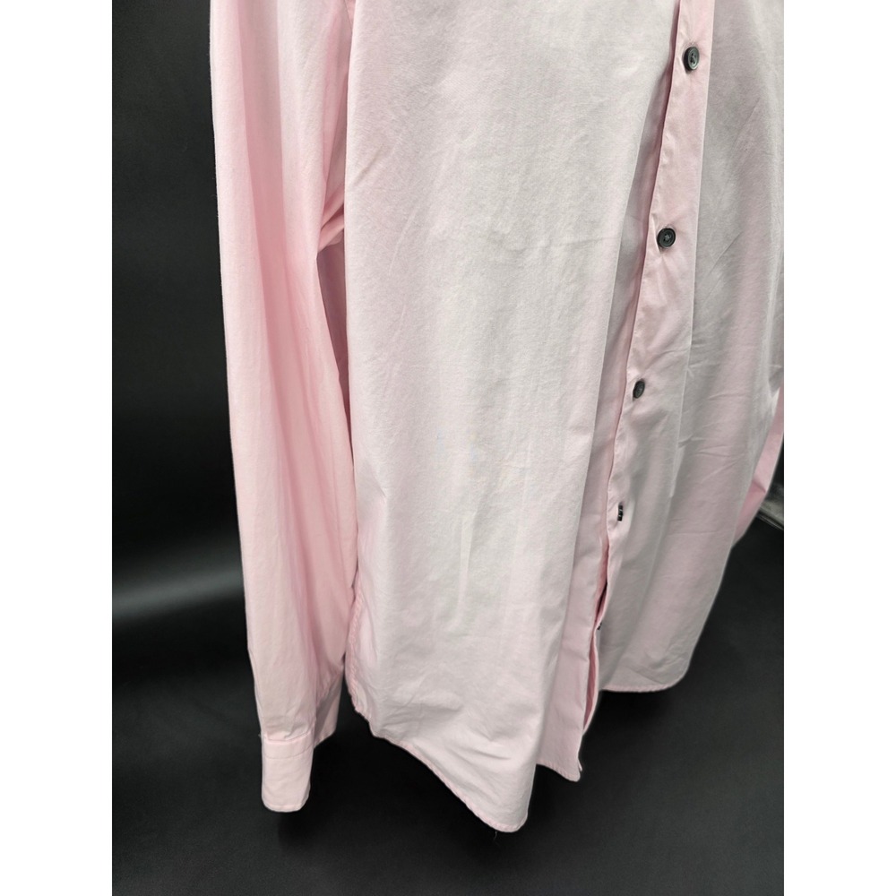 Express 1MX Men's Modern Fit Stretch Pink Long Sleeve Button Up Shirt - Picture 6 of 16